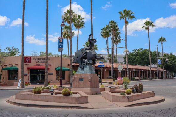Scottsdale,,Arizona,/,Usa,June,2,,2019:,Cowboy,Statue,In